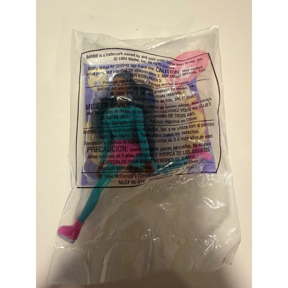 Vintage 1994 McDonalds Happy Meal Ice Skatin Barbie Toy #8 New Sealed Packaging - Picture 2 of 2